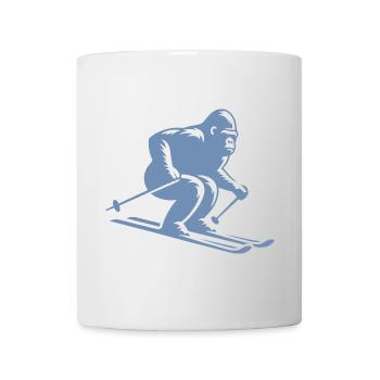 Affe Gorilla Schimpanse Ski Silhouette Design - Tasse - Weiß - Vorne