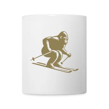 Affe Gorilla Schimpanse Ski Silhouette Design - Tasse - Weiß - Vorne