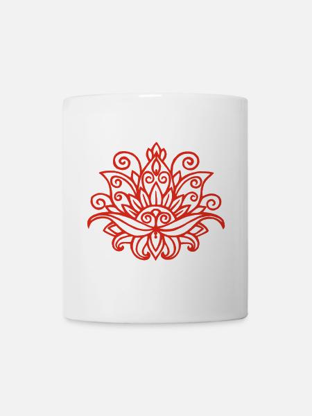 Roter Lotus Mandala - Tasse - Weiß