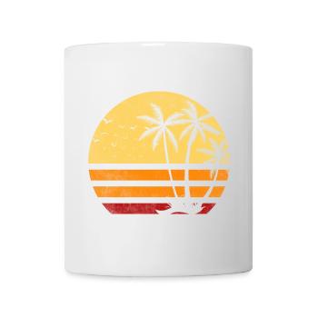 Coucher soleil Palmiers Retro - Mug blanc - blanc - Devant