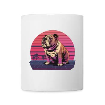 Retro Neon Bulldog - Mug - white - Front