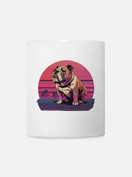 Retro Neon Bulldog - Mug - white