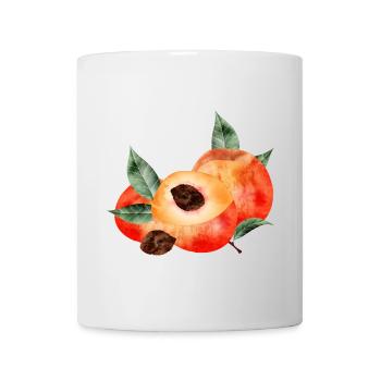 Pfirsichhälfte & leuchtende Pfirsiche mit Blätter - Tasse - Weiß - Vorne