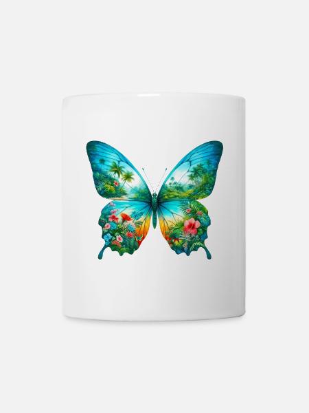Schmetterling - Tasse - Weiß