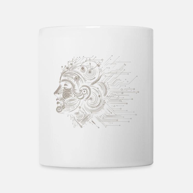 Hirn im Schaltkreis-Design - Tasse - Weiß