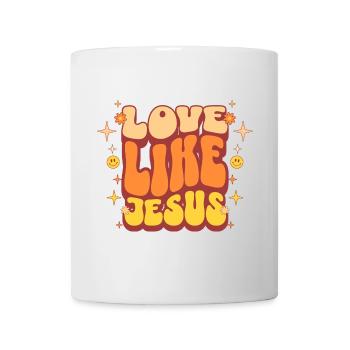 Liebe Jesus Design in Retro Farben - Tasse - Weiß - Vorne