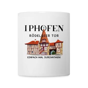 Iphofen Kitzingen, Bavière Dessin de la vieille porte de la ville - Mug blanc - blanc - Devant
