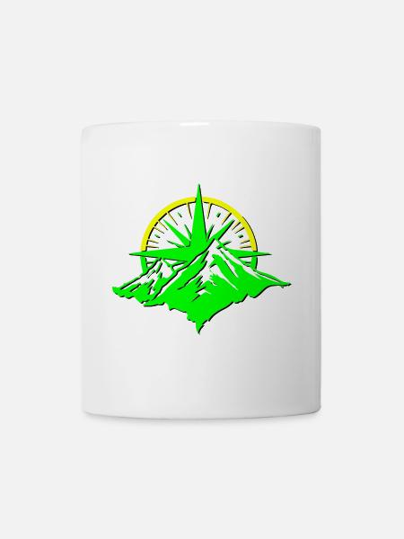 Compass With Mountain Silhouette - Tasse - Weiß