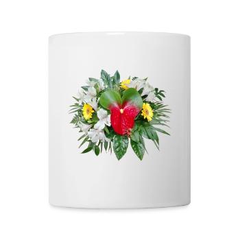 BOUQUET OF FLOWERS WITH FLAMINGO FLOWER - Mug - white - Front