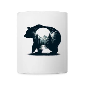 Bären Silhouette Wildnis Vollmond Nacht - Tasse - Weiß - Vorne