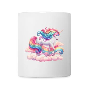 Colorful Unicorn with rainbow and pink cloud - Mug - white - Front