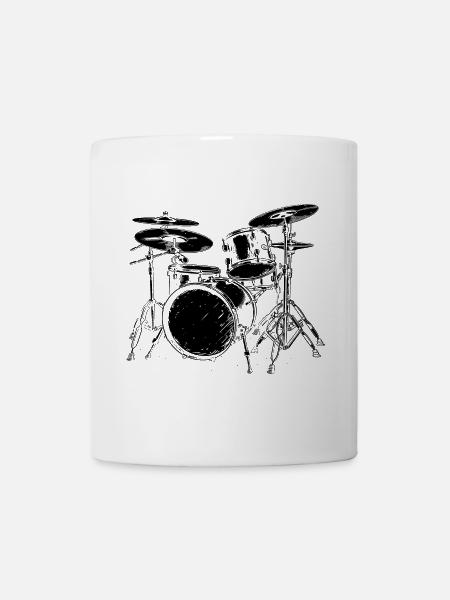 Drumkit Zeichnung - Tasse - Weiß