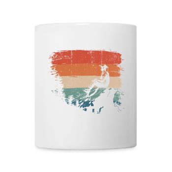 Retro Sunset Hiker Silhouette auf dem Grat - Tasse - Weiß - Vorne