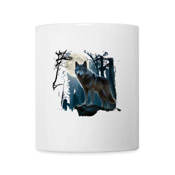 Mondwolf im nächtlichen Wald - Tasse - Weiß - Vorne