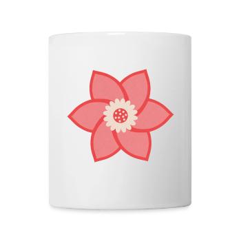 Rote Rosa & Cremeblume - Tasse - Weiß - Vorne