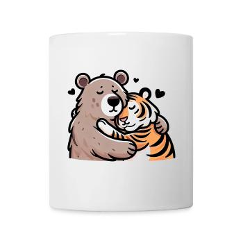 Cuddling Bear And Tiger In Love - Tasse - Weiß - Vorne