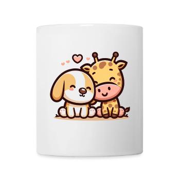 Cuddling Dog And Giraffe In Love - Tasse - Weiß - Vorne
