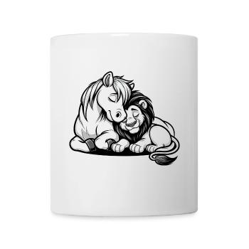 Câlin Cheval Et Lion Amoureux - Mug blanc - blanc - Devant