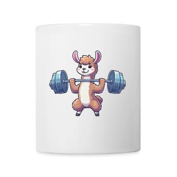 Strong Llama Alpaca Dumbbell Weight Workout - Mug - white - Front
