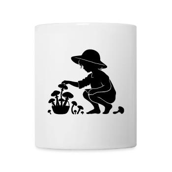 charmantes Silhouetten-Motiv Mädchen sammelt Pilze - Tasse - Weiß - Vorne