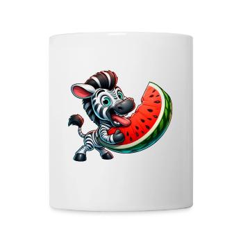 Cute whimsical zebra with watermelon and wide - Mug - white - Front