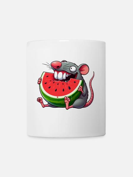 Cute Mouse Watermelon Summer Whimsical Whimsical - Mug - white