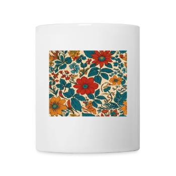 Florales Muster in den Farben der 80er Jahre - Tasse - Weiß - Vorne