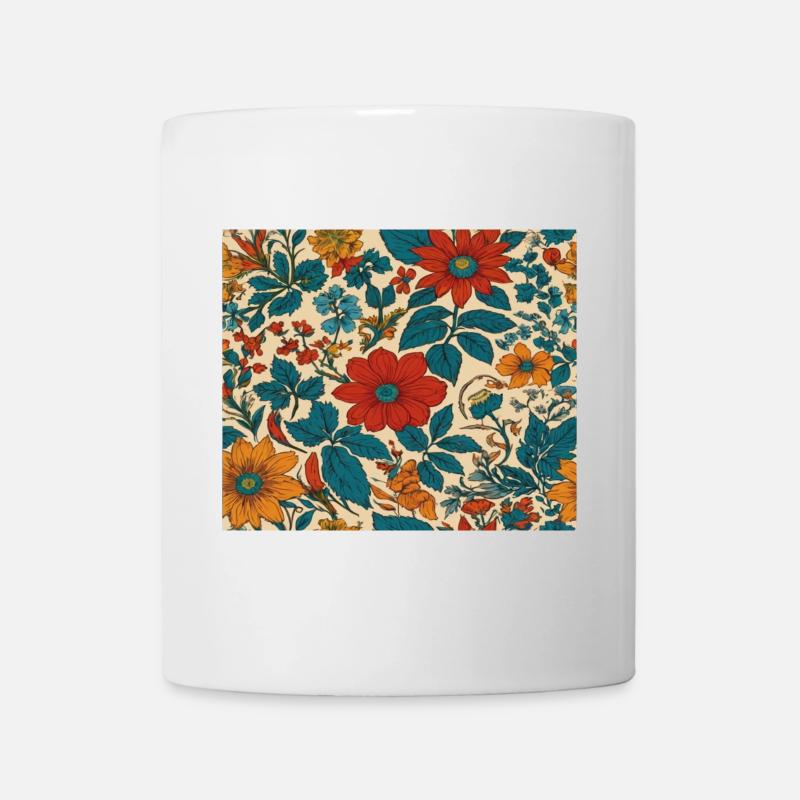 motif floral aux couleurs des années 80 - Mug blanc - blanc