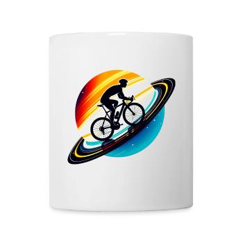 Radfahrer auf dem Saturn - Tasse - Weiß - Vorne