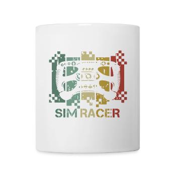 retro sim racer simracing vintage Lenkrad gamer - Tasse - Weiß - Vorne