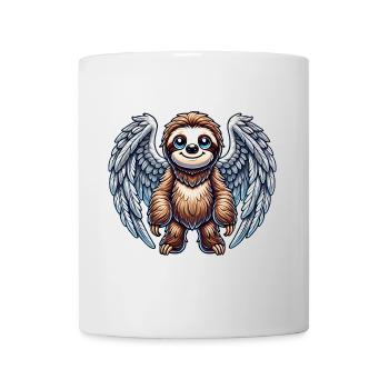 Mignon paresseux ange dessin animé avec des ailes - Mug blanc - blanc - Devant