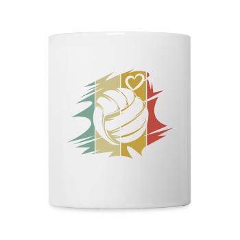 Rétro volley-ball amour coeur symbole couleurs vintage - Mug blanc - blanc - Devant
