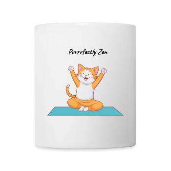 Purrrfectly Zen – Yoga-Katze - Tasse - Weiß - Vorne