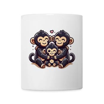 Famille de chimpanzés mère et père avec un enfant - Mug blanc - blanc - Devant