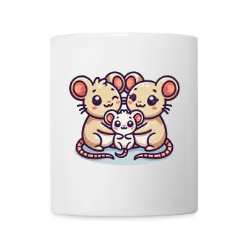 Mouse Family Mother And Father With One Child - Mug - white - Front