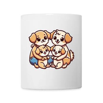 Dog Family Mother And Father With Two Children - Mug - white - Front