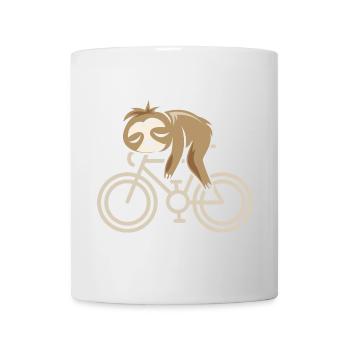 Fahrrad Faultier Rennrad Gravel Comic Cartoon Logo - Tasse - Weiß - Vorne