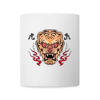 Tiger Oni Maske Illustration - Tasse - Weiß - Vorne