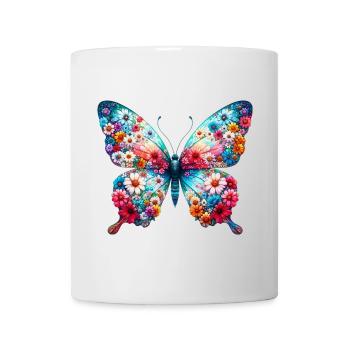 Butterfly decorated with flowers - Mug - white - Front