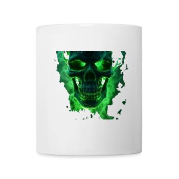 Leuchtender grüner Totenkopfdesign - Tasse - Weiß - Vorne