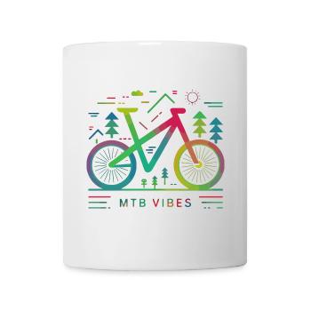 Vibrant Mountain Bike Trail Illustration - Mug - white - Front