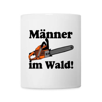 Motorsäge , Kaminholz , Männer im Wald(25) - Tasse - Weiß - Vorne