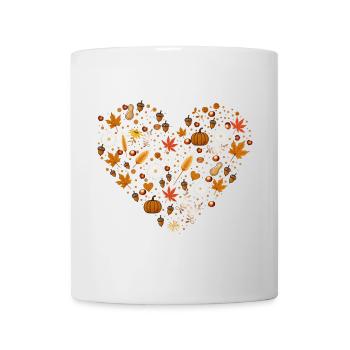 Heart filled with pumpkins, nuts and autumn leaves - Mug - white - Front