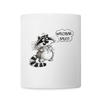 Lustiger Waschbär Waschbärbauch Waschbrettbauch - Tasse - Weiß - Vorne