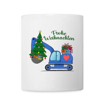 Excavator Merry Christmas Blue - Mug - white - Front
