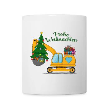 Bagger frohe Weihnachten gelb - Tasse - Weiß - Vorne