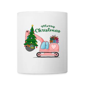 Excavator Merry Christmas Pink - Mug - white - Front