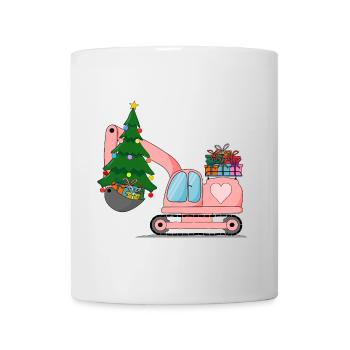 Excavator Christmas Pink - Mug - white - Front