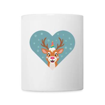 Einhornhirsch im Winterherz - Tasse - Weiß - Vorne