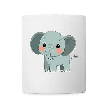 Éléphant mignon et heureux - Adorable dessin animé - Mug blanc - blanc - Devant